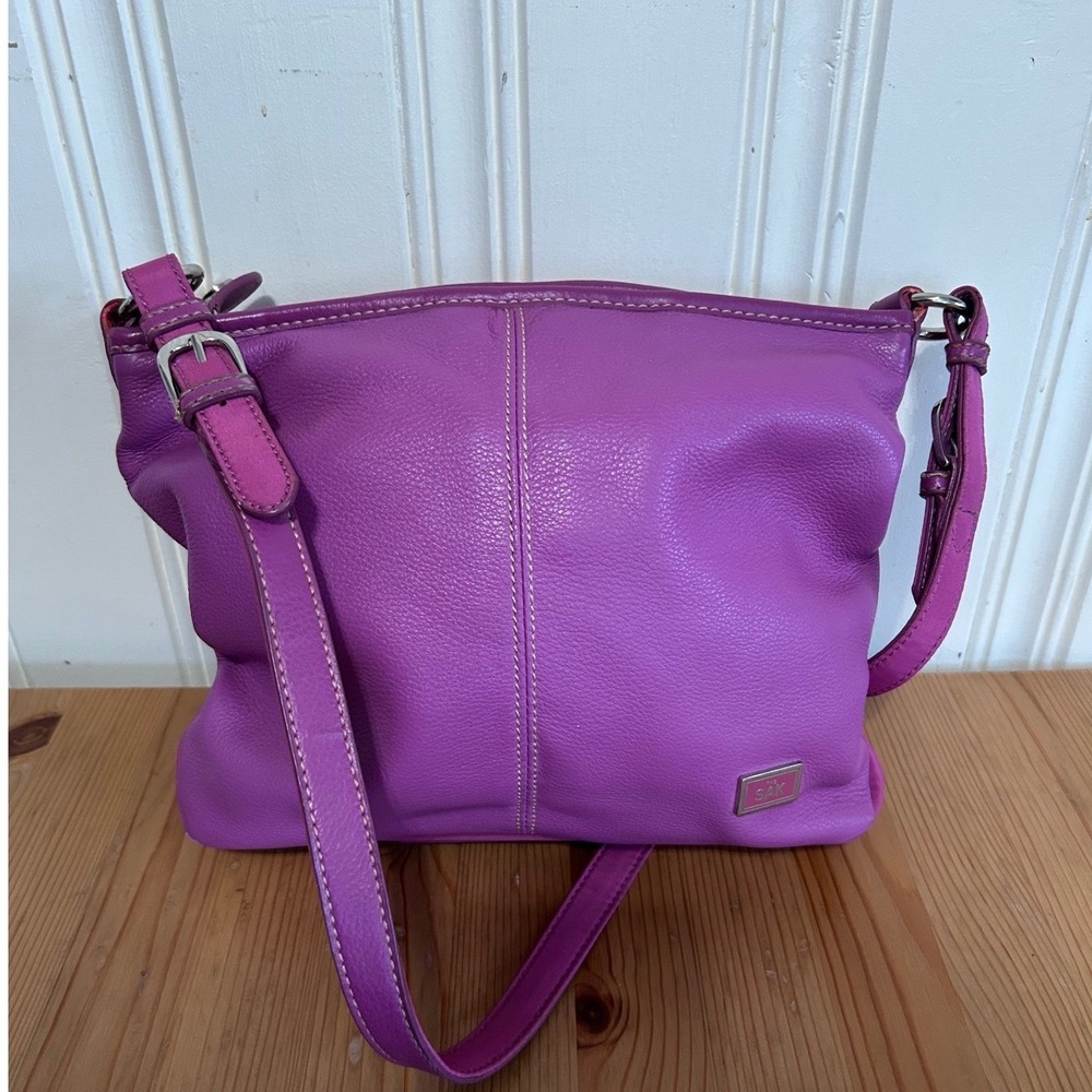 EUC! Vintage The Sak Purple Soft Pebble Leather Crossbody Shoulder Bag Feminine